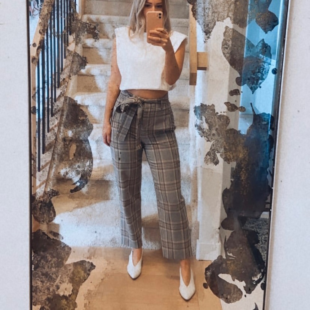 Wilfred Tie Front Plaid Pant size 4